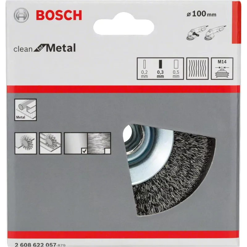Pulēšanas birste Bosch Clean for Metal Tapered Crimped Wire, 100 mm