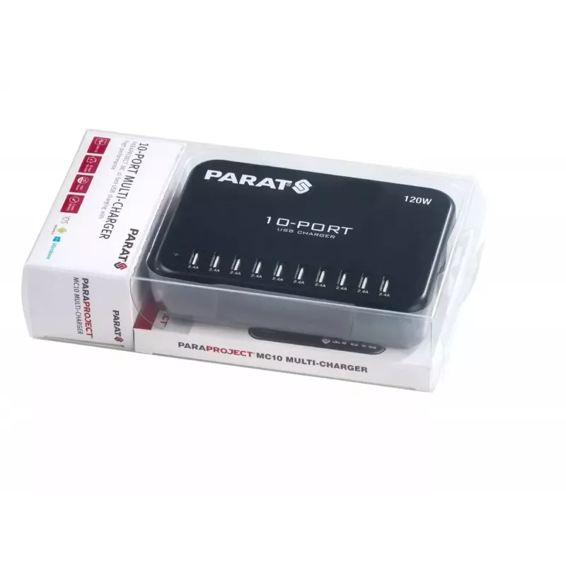 Lādētājs Parat Paraproject MC10 10 portu USB 2.0 120W melns