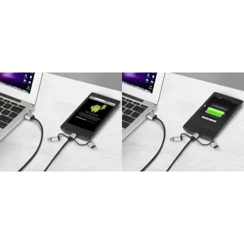 USB kabelis Renkforce RF-4600467 0,5m USB A USB C/Micro-USB B/Lightning pelēks
