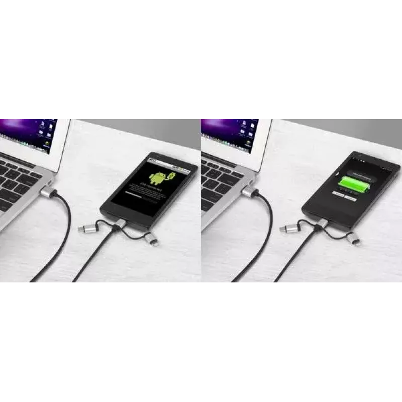USB kabelis Renkforce RF-4600467 0,5m USB A USB C/Micro-USB B/Lightning pelēks