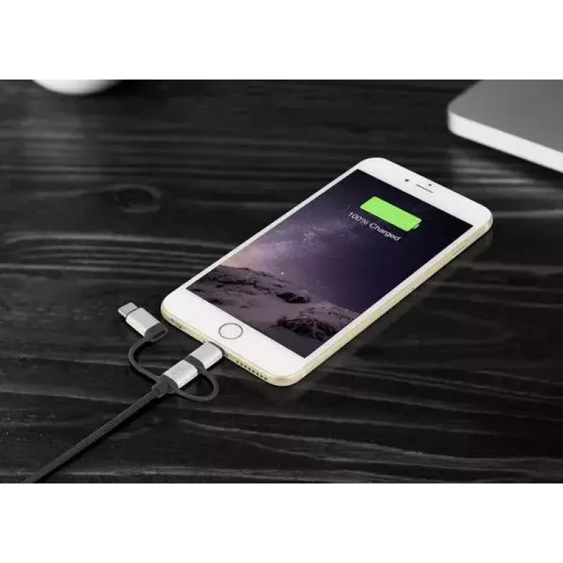 USB kabelis Renkforce RF-4600467 0,5m USB A USB C/Micro-USB B/Lightning pelēks
