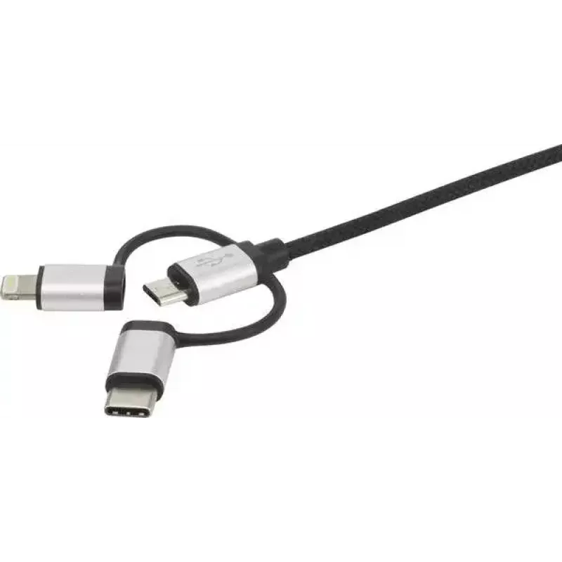 USB kabelis Renkforce RF-4600467 0,5m USB A USB C/Micro-USB B/Lightning pelēks