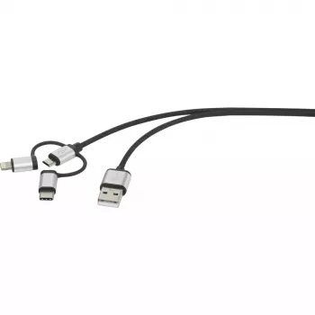 USB kabelis Renkforce RF-4600467 0,5m USB A USB C/Micro-USB B/Lightning pelēks
