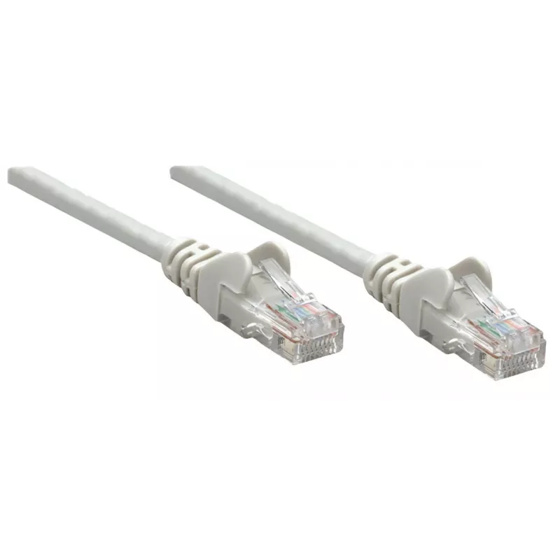 Intellinet tīkla vads, Cat5e, 0.25m, Pelēks, CCA, U/UTP, PVC, RJ45, apzeltīti kontakti, aizsargvāciņš, ar sprūda aizsardzību, mūža garantija