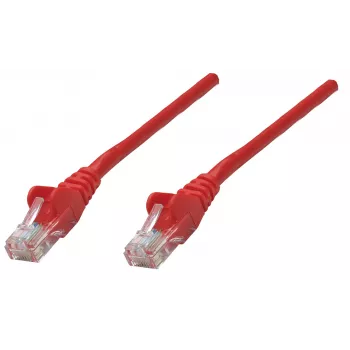 Intellinet tīkla savienojuma kabelis, Cat5e, 0,25m, Sarkans, CCA, SF/UTP, PVC, RJ45, apzeltīti kontakti, bezķēdes, ar aizsargvāciņu, mūža garantija