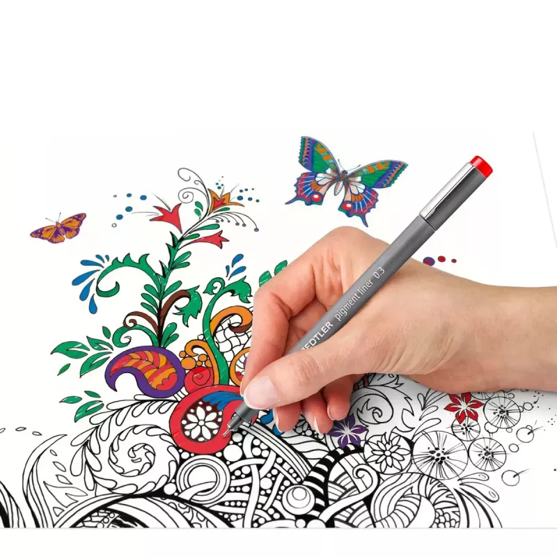 Finelineru komplekts Staedtler Pigment Liner 30803-SSB6 (zils, brūns, zaļš, oranžs, sarkans, violets)