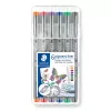 Finelineru komplekts Staedtler Pigment Liner 30803-SSB6 (zils, brūns, zaļš, oranžs, sarkans, violets)