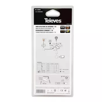 TV signāla pastiprinātājs Televes 553504 88–1006 MHz F savienotājs AC 220–230 V