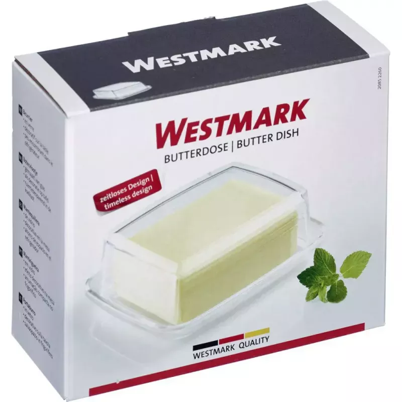 Sviesta trauks Westmark 20852260, taisnstūra stikls, 143×118×55 mm, caurspīdīgs