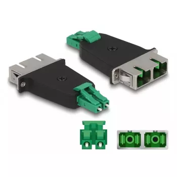 DeLOCK Optical Fiber Hybrid Coupler LC Duplex vīrietis uz SC Duplex sieviete zaļš