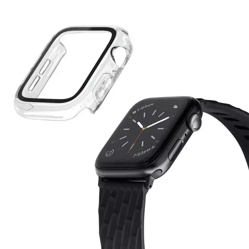 Aizsargmaciņš LAUT Shield Apple Watch 40–41 mm — caurspīdīgs stikls un polikarbonāts