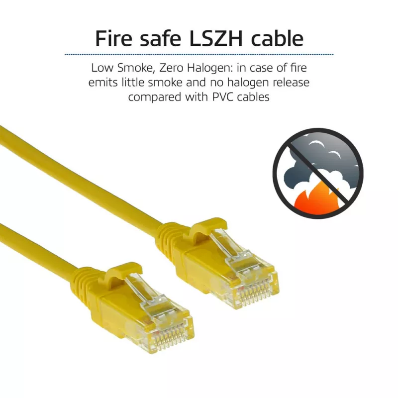 ACT Yellow 10 metru LSZH U/UTP CAT6 datacenter plāns savienojuma kabelis ar RJ45 savienotājiem un aizsargvāciņu