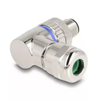 DeLOCK M12 savienotājs A-kods 3 kontaktu vīrišķais 90° leņķa metāla korpuss