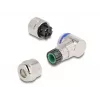 DeLOCK M12 A-kodēts 3-pin sievišķais savienotājs 90° leņķī metāla