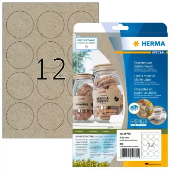 HERMA 10762 apaļa pašlīmējoša etiķete Brūna Pastāvīga 240 gab.