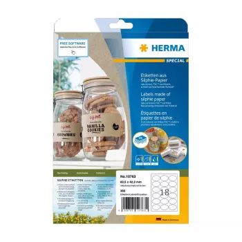 Pašlīmējošā etiķete HERMA 10763 Brūna 360 gab. Elipse 63,5x42,3 mm