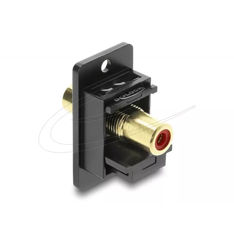 Keystone modulis DELOCK 91114 — RCA uz RCA, plakans dizains, melns/sarkans