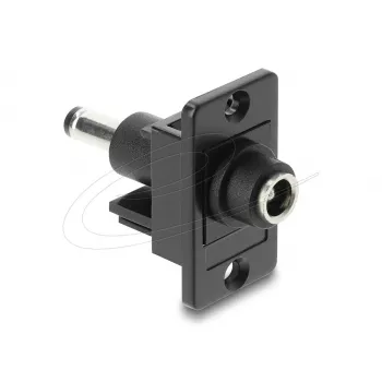 Keystone modulis DELOCK 91121 — plakana DC ligzda 5.5 x 2.5 mm, melna, 19.1×42.3×35.5 mm