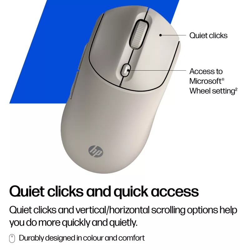 Bezvadu ambidextrous pele HP 400 Quiet Purple — RF & Bluetooth, 6000 DPI, 5 pogas, barošana no baterijas