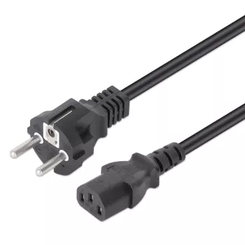 Manhattan Mains strāvas vads, Eiropas 2-pin spraudnis (CEE 7/4 Schuko) uz C13 ligzdu, 5m, 10A, Melns, Mūža garantija