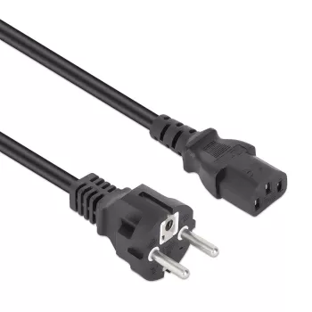 Manhattan Mains strāvas vads, Eiropas 2-pin spraudnis (CEE 7/4 Schuko) uz C13 ligzdu, 5m, 10A, Melns, Mūža garantija