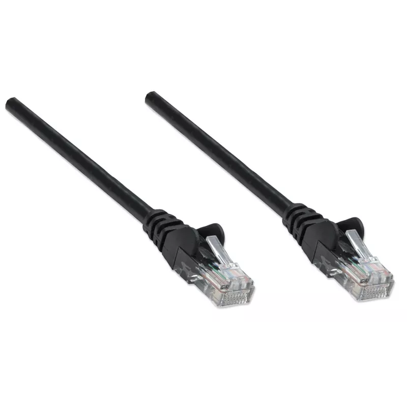 Intellinet tīkla savienotājkabelis, Cat5e, 20m, Melns, CCA, U/UTP, PVC, RJ45, Apzeltīti kontakti, Aizsargāts, Ar apvalku, Mūža garantija
