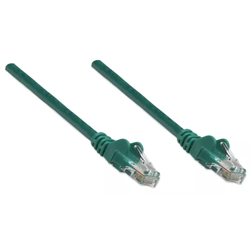Intellinet tīkla vads, Cat5e, 15m, Zaļš, CCA, U/UTP, PVC, RJ45, apzeltīti kontakti, Snagless, Booted, Mūža garantija