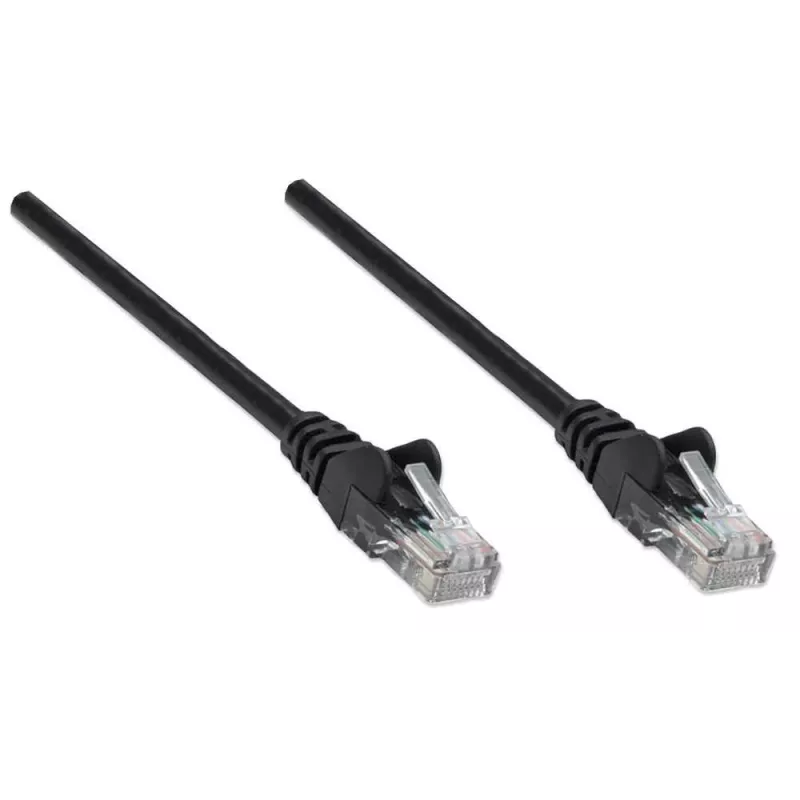 Intellinet tīkla vads, Cat6, 7.5m, Melns, CCA, U/UTP, PVC, RJ45, Apzeltīti kontakti, Aizsargāts, Ar boot, Mūža garantija