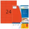 Uzlīmes HERMA Krāsainās A4 70x37 mm sarkanas papīra matētas 2400 gab.