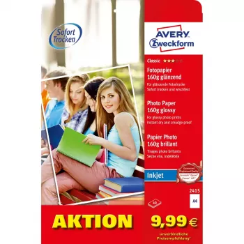 Glancētais papīrs Avery Classic Inkjet DIN A4 160g