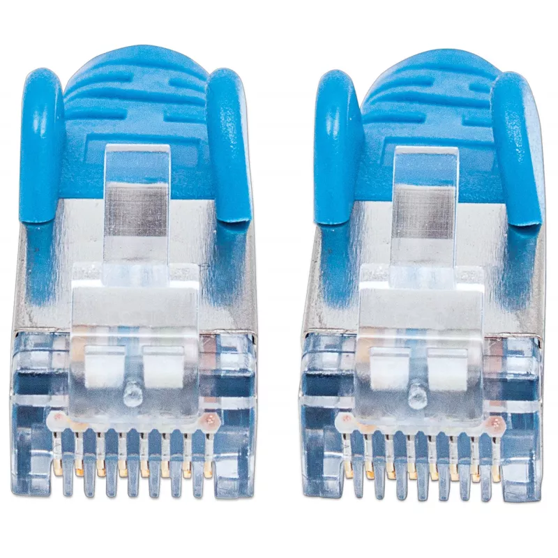 Intellinet tīkla vads, Cat6, 7.5m, Zils, Varš, S/FTP, LSOH / LSZH, RJ45, Apzeltīti kontakti, Bezķēžu, Ar aizsargvāciņu, Mūža garantija