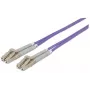 Intellinet optiskās šķiedras savienojuma kabelis, OM4, LC/LC, 5m, violets, duplekss, daudzmodu, 50/125 µm, LSZH, mūža garantija