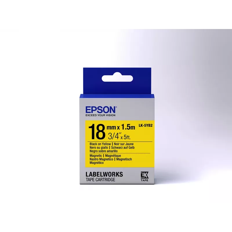 Epson LK-5YB2 magnētiskā lentes kasetne, melns uz dzeltena, 18mm x 1,5m