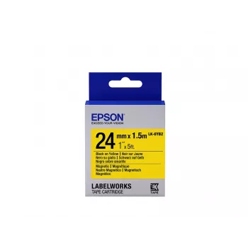 Epson LK-6YB2 magnētiskā lentes kasetne, melns uz dzeltena, 24mm x 1.5m