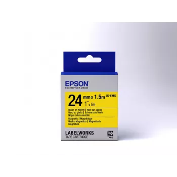 Epson LK-6YB2 magnētiskā lentes kasetne, melns uz dzeltena, 24mm x 1.5m