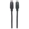 Manhattan DisplayPort 1.1 kabelis, 4K@60Hz, 10m, vīriešu-vīriešu, ar fiksatoriem, pilnībā ekranēts, melns, mūža garantija