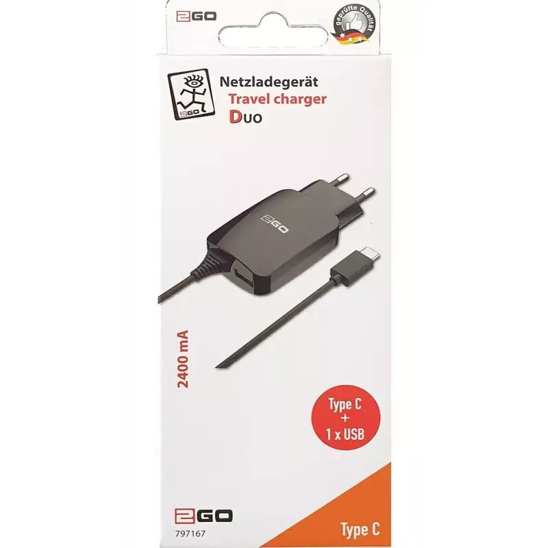 Iekštelpu lādētājs 2GO 797167 Universāls Melns AC 5V 1.4m Kabelis
