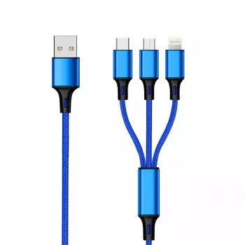 USB kabelis 2GO 797151 1.5 m USB B USB C/Micro-USB B/Lightning Melns Zils