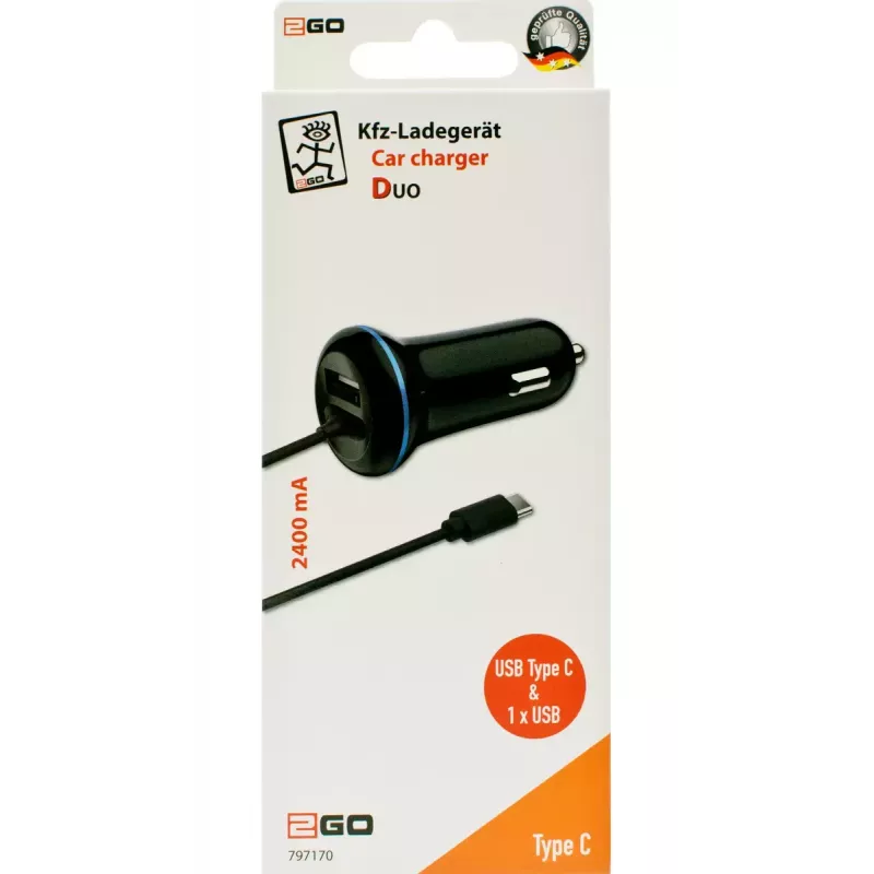 Auto lādētājs 2GO 797170 Universāls Melns Cigaretes šķiltavas 12/24V USB 1.4m