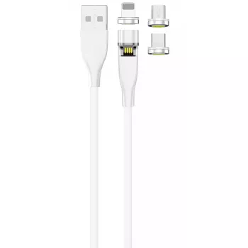USB kabelis 2GO 797317 1m USB B USB C/Micro-USB B/Lightning Balts