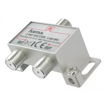 Sadalītājs HAMA Classic Line 2-virzienu — 2 izejas koaksiālajiem TV/antenas kabeļiem