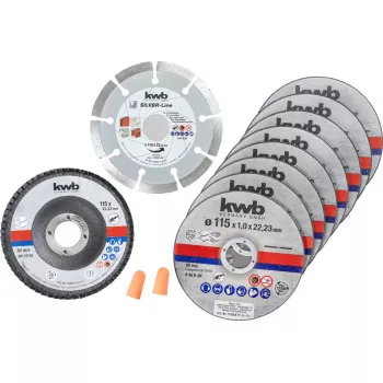Griešanas disku komplekts KWB 712041 Starter Set 10 gab. plakana centra ķieģelim, marmoram, tēraudam