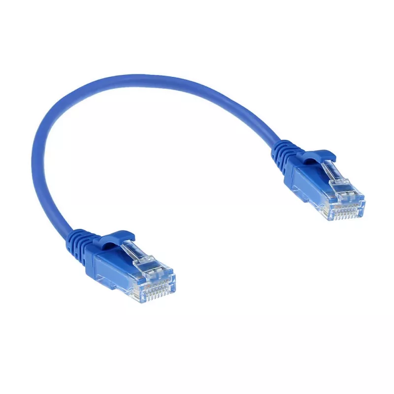ACT Blue 0.15 m LSZH U/UTP CAT6 datacentra plānā patch kabelis ar RJ45 savienotājiem