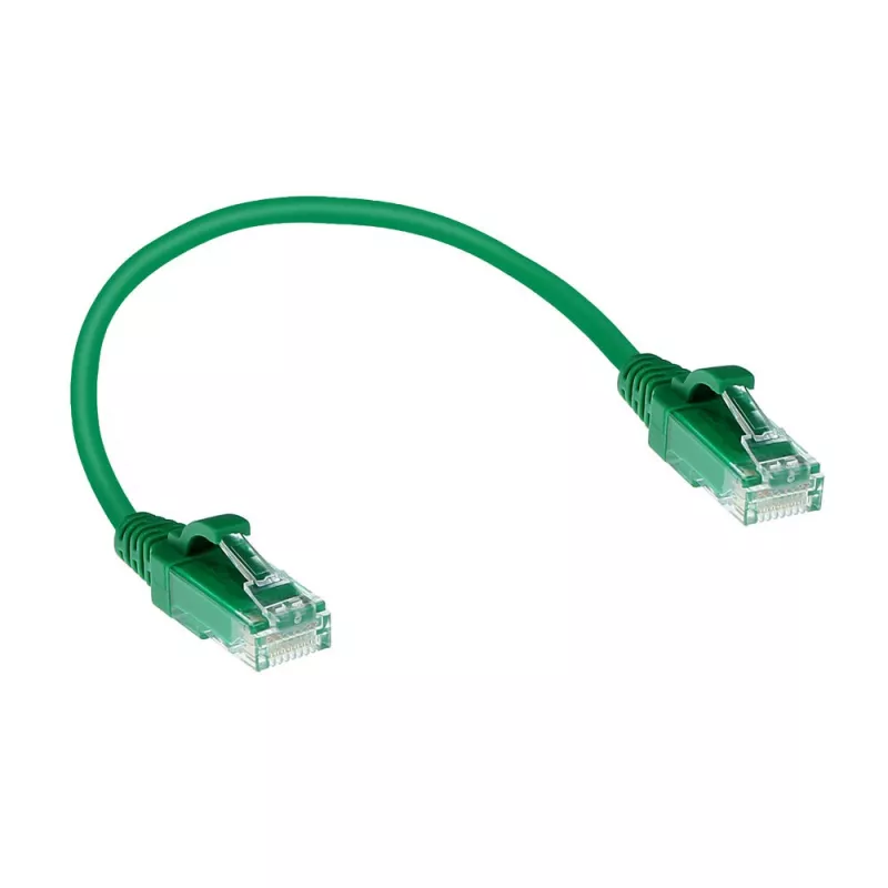 ACT Green 0.15 m LSZH U/UTP CAT6 datacentra plāns savienojuma kabelis ar aizsargātiem RJ45 savienotājiem
