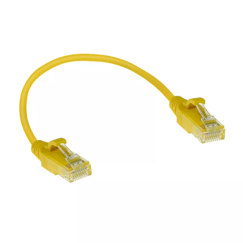 ACT Yellow 0.15 m LSZH U/UTP CAT6 datacentra tievā plākstera kabelis ar aizsargātiem RJ45 savienotājiem