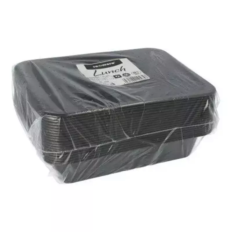 Vienreizējās lietošanas pārtikas uzglabāšanas trauks Papstar 96552, polipropilēns, melns, 227x178x45 mm