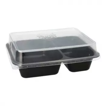 Vienreizējās lietošanas pārtikas uzglabāšanas trauks Papstar 96553, polipropilēns, melns, 227x178x45mm