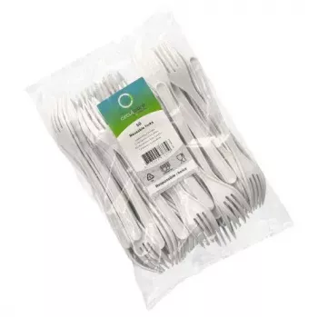 Vienreizējās lietošanas dakšiņas Papstar 96427, polipropilēns, 50 gab., baltas, 185 mm