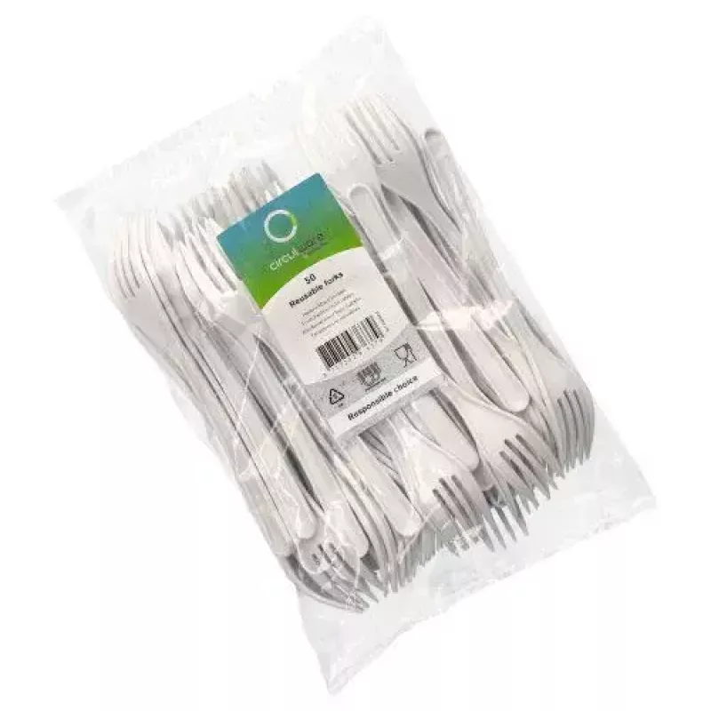Vienreizējās lietošanas dakšiņas Papstar 96427, polipropilēns, 50 gab., baltas, 185 mm