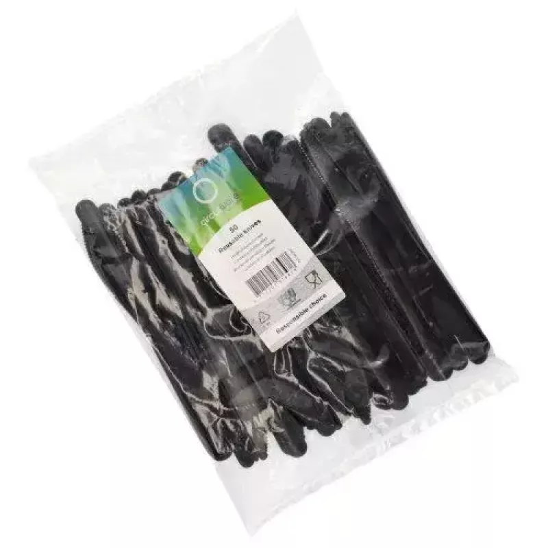 Vienreizējā dakša Papstar 96436, polistirols, melna, 50 gab., 185 mm